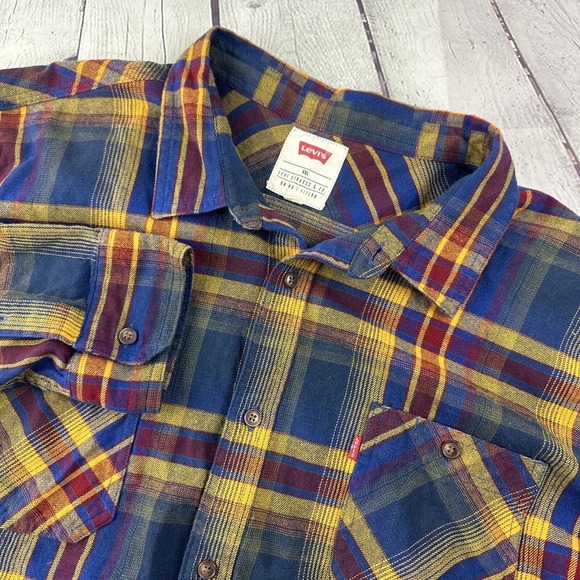 Levis Shirt Mens 2XL‎ Long Sleeve Button Front Pockets Plaid Casual Western - Picture 1 of 10